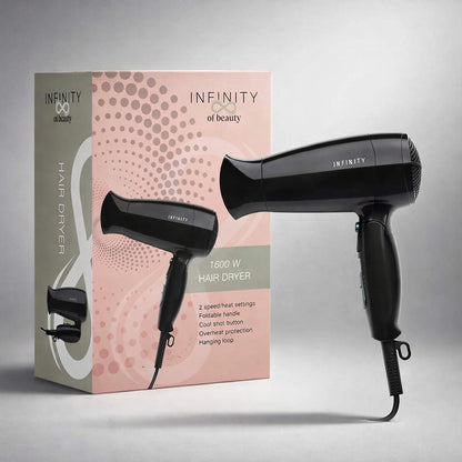 MELISSA Hair Dryer | Ideal for Travel with Foldable Handle 1600W | Black