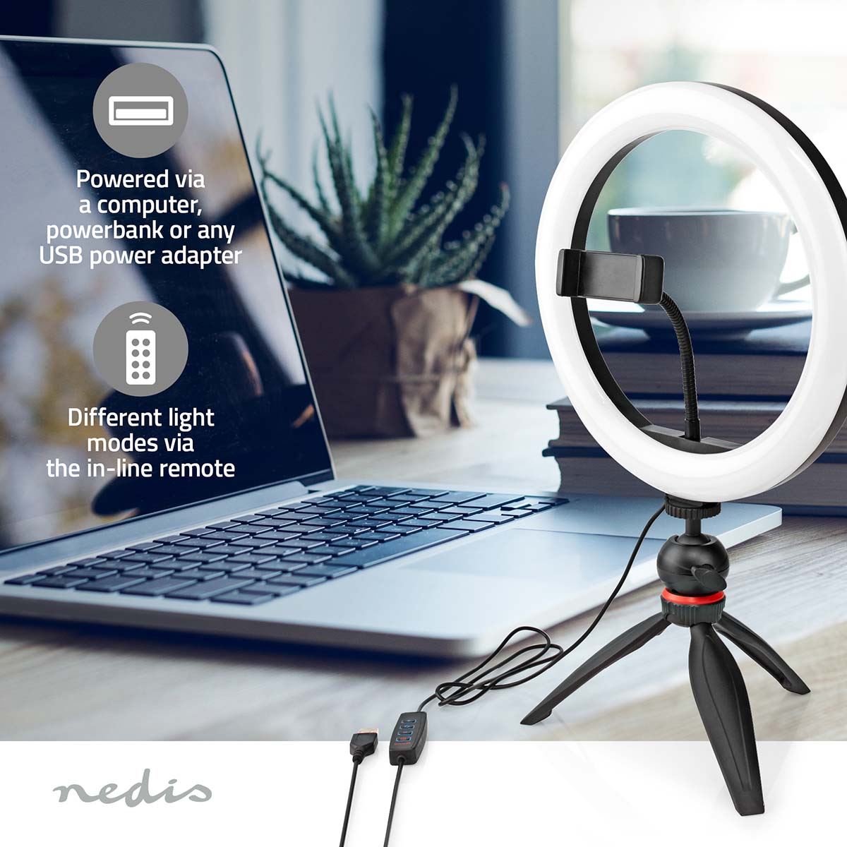 Nedis Ring Light | 10 inch | 120 LED's | 2700 - 6700 K | Tripod | Black