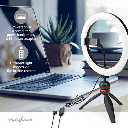 Nedis Ring Light | 10 inch | 120 LED's | 2700 - 6700 K | Tripod | Black