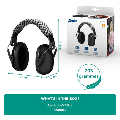 Alecto BV-71 Earmuff Noise Suppressors | Sensory Overload Protection | for kids Black