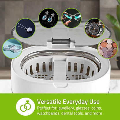 Nedis Ultrasonic Jewellery Cleaner | Mains Powered | 230 V AC 50 Hz | Euro / Type-C (CEE 7/16) | White | Plastic