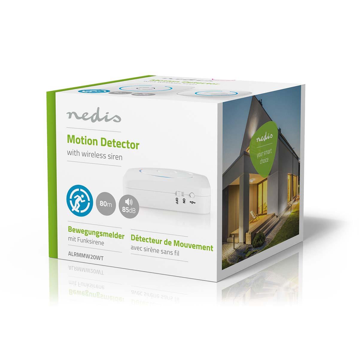 Nedis Motion Detection Alarm | Battery Powered | 6x AA/LR6 | 85 dB | Detector range: 6 m | Wall | Blue / White