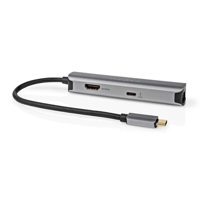 Nedis USB Multi-Port Adapter | USB 3.2 Gen 1 | USB-C™ Male | HDMI™ Output / RJ45 Female / USB-A Female / USB-C™ Female | 5 Gbps | 0.20 m | Round | Gold Plated | PVC | Anthracite | Box