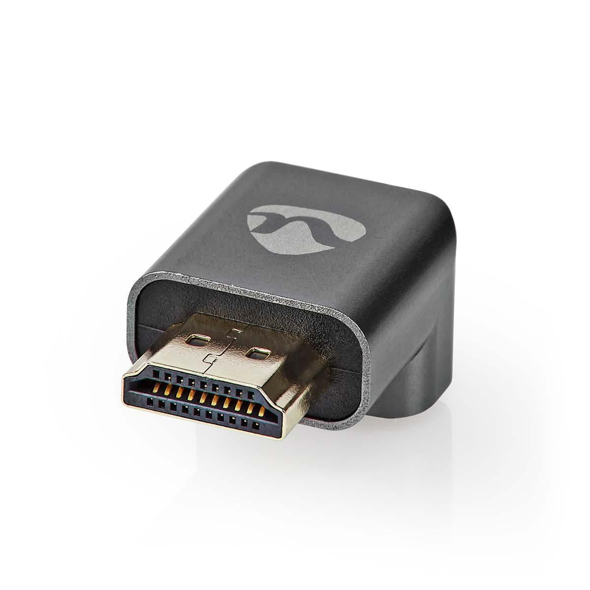 Nedis HDMI™ Adapter | HDMI™ Connector / HDMI™ Male | HDMI™ Output | Gold Plated | Angled 270° | Aluminium | Gun Metal Grey | 1 pcs | Cover Window Box