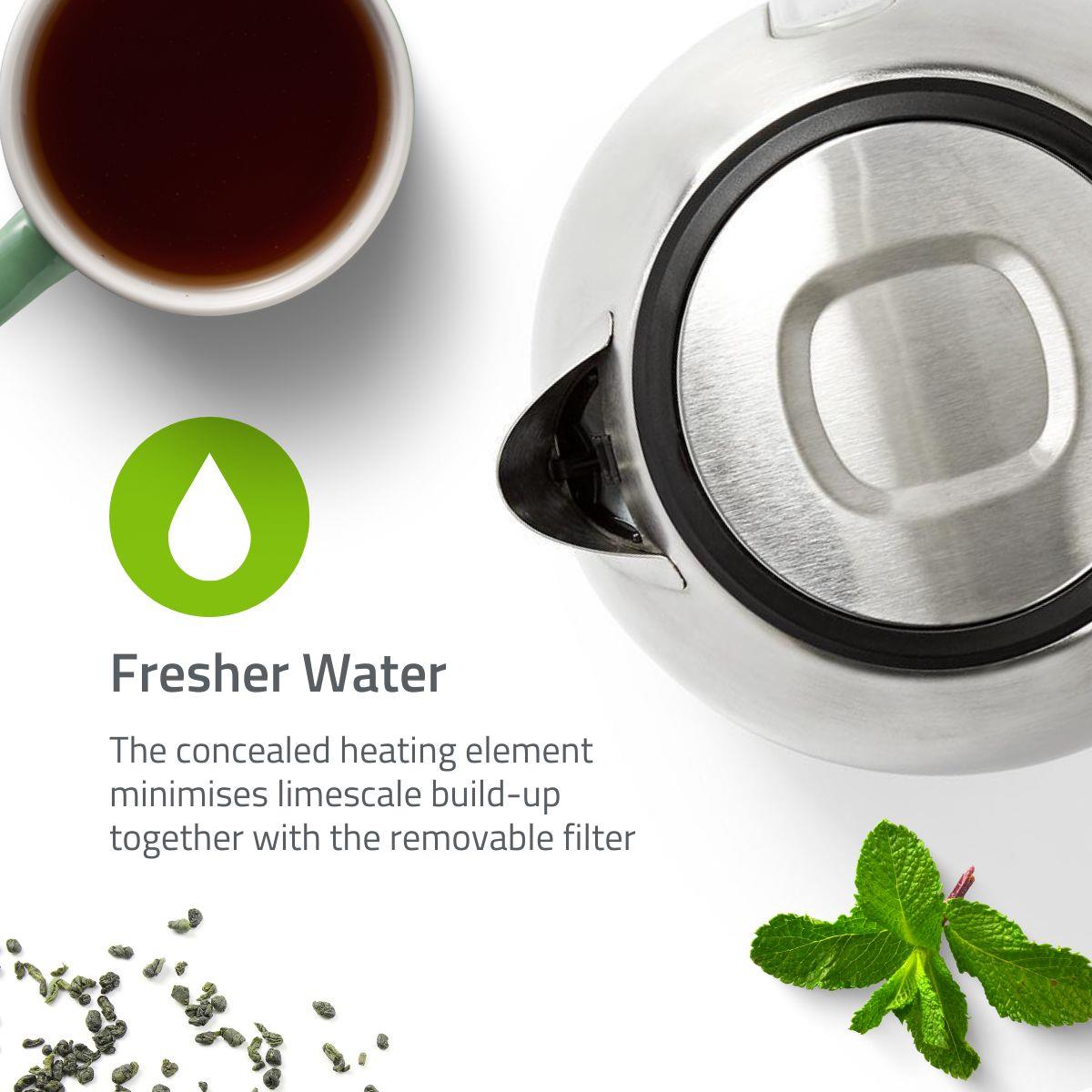Nedis Electric Kettle | 1.0 l | Stainless Steel | Aluminium | Rotatable 360 degrees | Concealed heating element | Strix® controller | Boil-dry protection