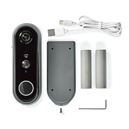 Nedis SmartLife Video Doorbell | Wi-Fi | Battery Powered | Full HD 1080p | Cloud Storage (optional) / microSD (not included) | IP54 | With motion sensor | Night vision | Grey