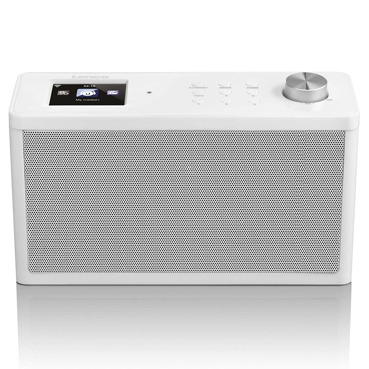 Lenco KCR-2014 | Under Cabinet Kitchen Clock Internet / FM Radio| TFT Screen | Remote Control | White