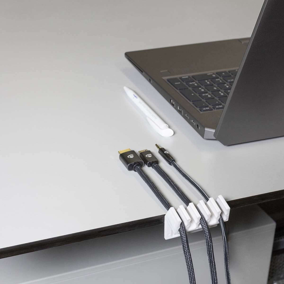 Nedis CMGC21052WT | Cable Management | Cable Clip | Click and Go | 2 pcs | Number of slots: 5 Slots | Maximum cable thickness: 7.1 mm | Polypropylene | White