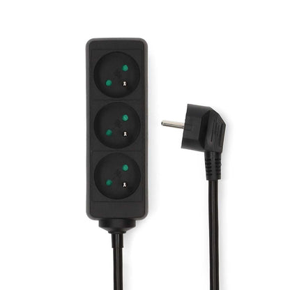 Nedis Extension Socket | Type E (CEE 7/6) | 3-Way | 1.50 m | 3680 W | 16 A | Kind of grounding: Side Contacts | 230 V AC 50/60 Hz | Socket angle: 45 ° | H05VV-F 3G1.5mm² | Black