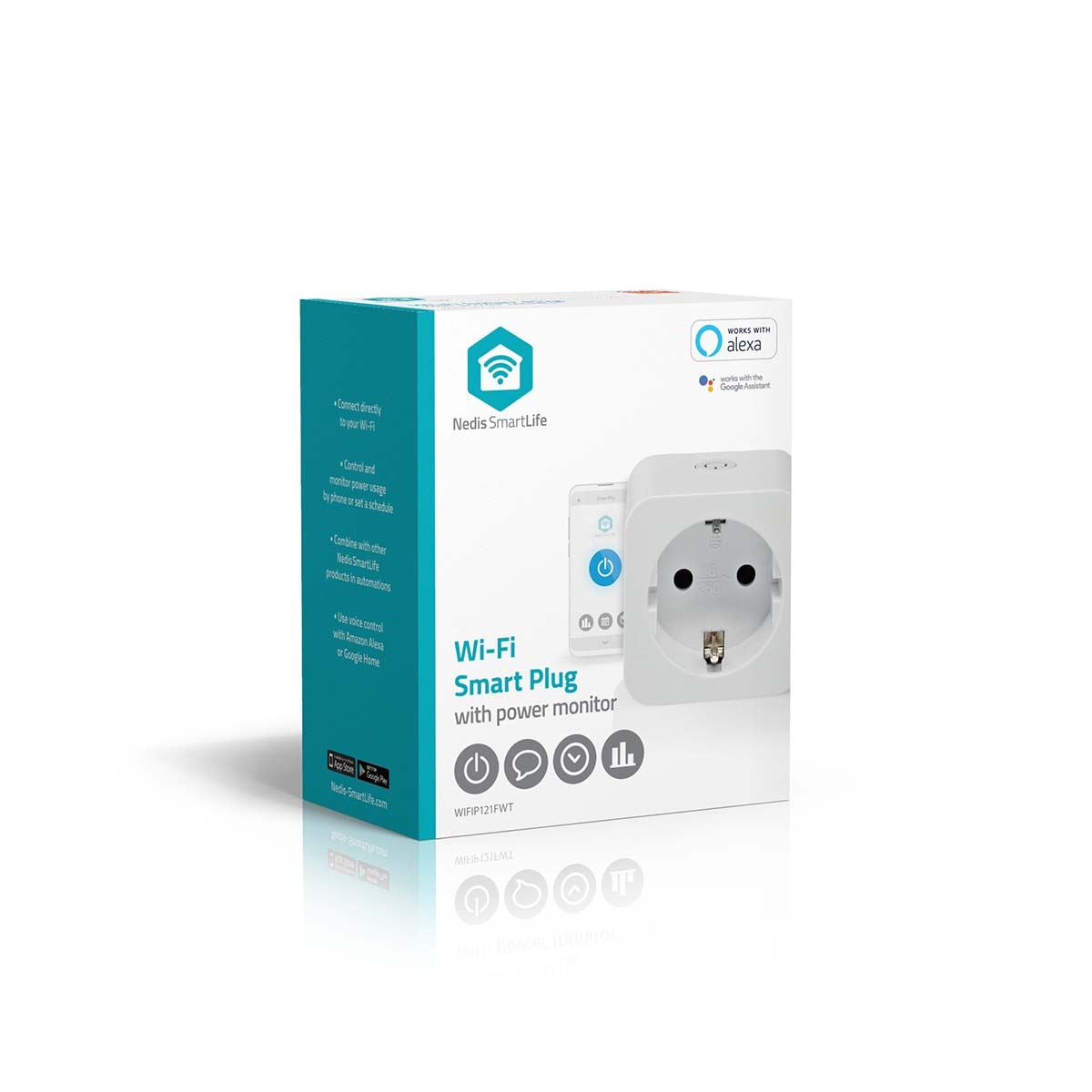 Nedis SmartLife Smart Plug | Wi-Fi | IP21 | Power meter | 3680 W | Type F (CEE 7/3) | 0 - 55 °C | Android™ / IOS | White | 1 pcs