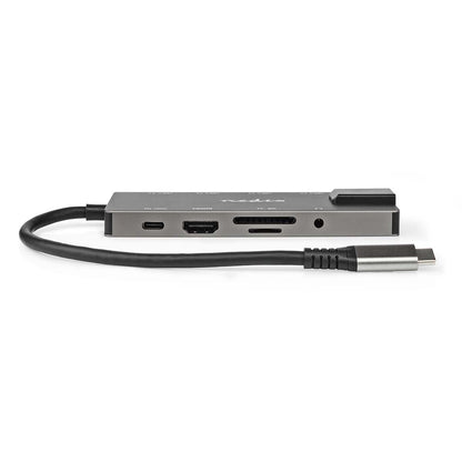 Nedis USB Multi-Port Adapter | USB 3.2 Gen 1 | USB-C™ Male | HDMI™ Output / RJ45 Female / SD / 2x USB-C™ / 3.5 mm Female / 3x USB-A Female | 5 Gbps | 0.20 m | Round | Gold Plated | PVC | Anthracite | Box