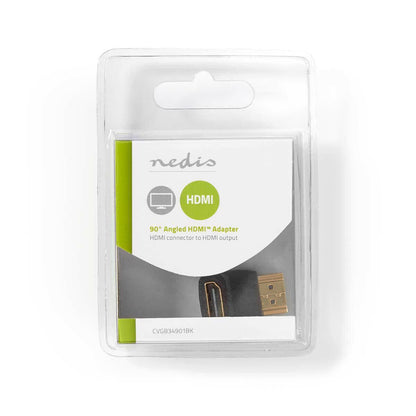 Nedis HDMI™ Adapter | HDMI™ Connector | HDMI™ Output | Gold Plated | Angled 90° | ABS | Black | 1 pcs | Box