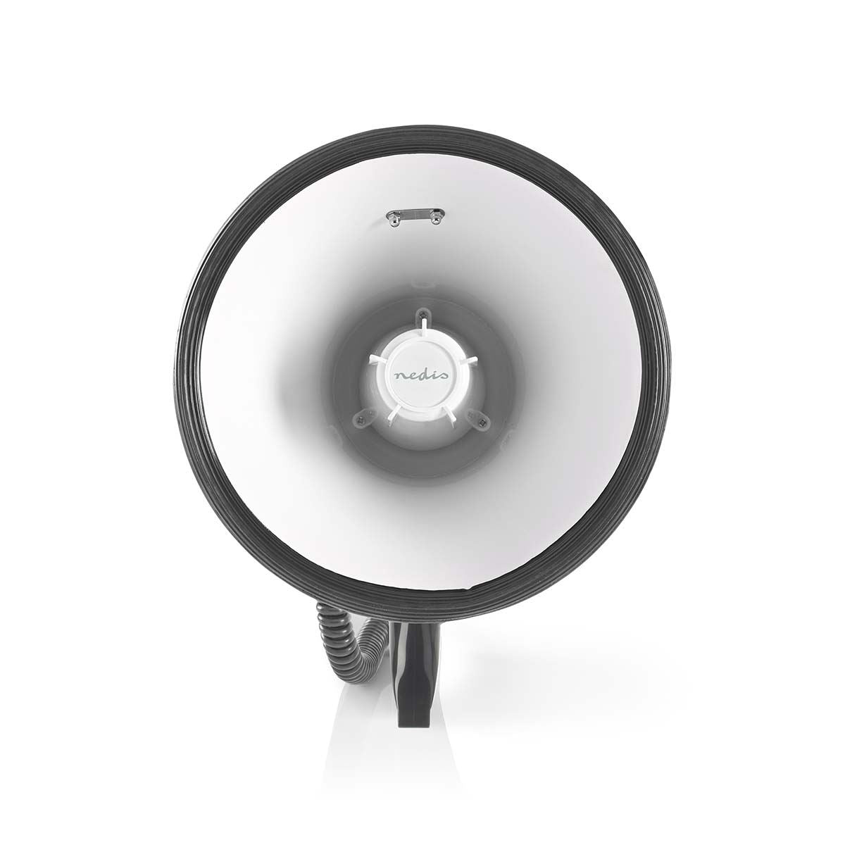 Nedis Megaphone | Maximum range: 1500 m | Maximum Volume control: 120 dB | Detachable Microphone | Built-in siren | Bluetooth® | Recording function | USB playback | Shoulder strap | Black / White