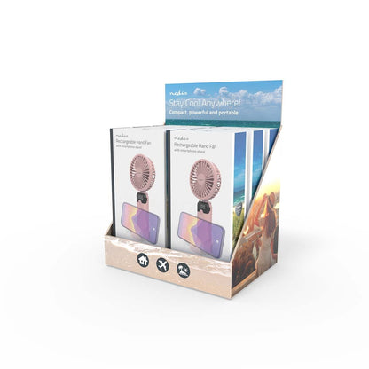 Nedis FNHH3BOX3 | Hand Fan | 90 mm | 6-Speed Settings | 6 Units incuding Display | Pink