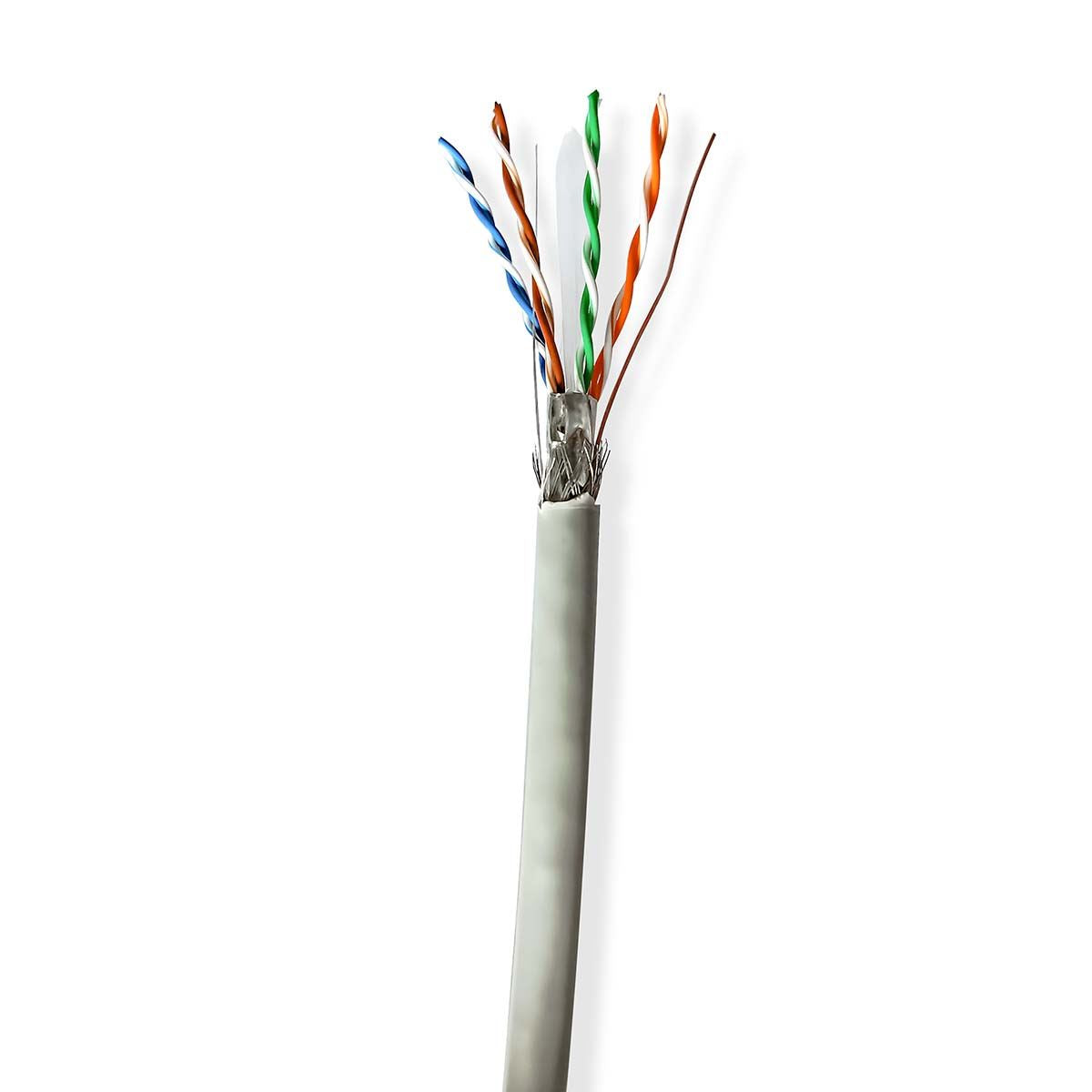 Nedis CCBG8524GY100S | Network Cable Roll | CAT6 | Solid | S/FTP | CCA | 100.0 m | Indoor | Round | PVC | Grey | Pull Box
