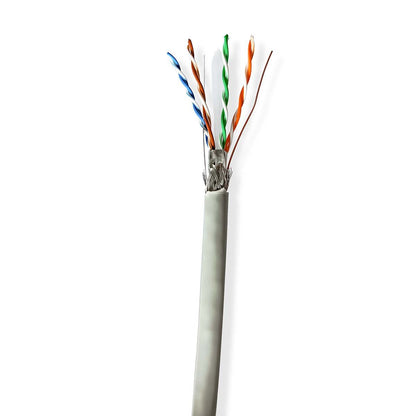Nedis CCBG8524GY100S | Network Cable Roll | CAT6 | Solid | S/FTP | CCA | 100.0 m | Indoor | Round | PVC | Grey | Pull Box