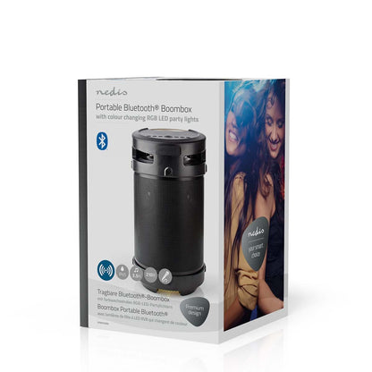 Nedis Bluetooth® Party Boombox | 3.5 hrs | 4.1 | 210 W | Media playback: AUX / USB | IPX5 | Linkable | Carrying handle | Party lights | Black / Silver