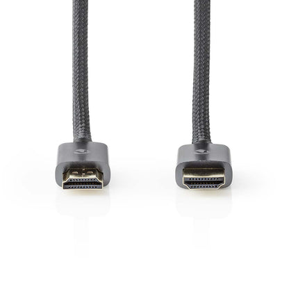 Nedis High Speed HDMI™ Cable with Ethernet | HDMI™ Connector | HDMI™ Connector | 4K@60Hz | ARC | 18 Gbps | 2.00 m | Round | Cotton | Grey / Gun Metal Grey | Cover Window Box