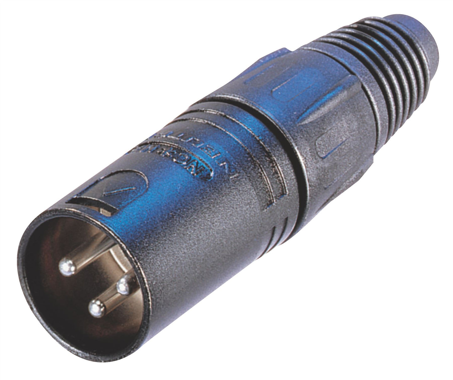 Neutrik NTR-NC3MXB | 3 pole male cable connector with black metal housing and gold contacts