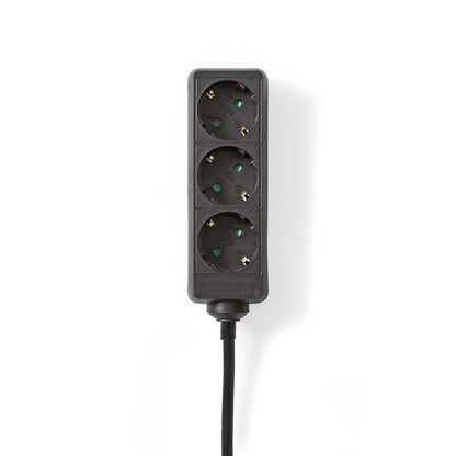 Nedis Extension Socket | Type F (CEE 7/7) | 3-Way | 5.00 m | 3680 W | 16 A | Kind of grounding: Side Contacts | 230 V AC 50/60 Hz | Socket angle: 45 ° | H05VV-F 3G1.5mm² | Black
