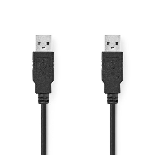 Nedis USB Cable | USB 2.0 | USB-A Male | USB-A Male | 480 Mbps | Nickel Plated | 1.00 m | Round | PVC | Black | 86.625.091