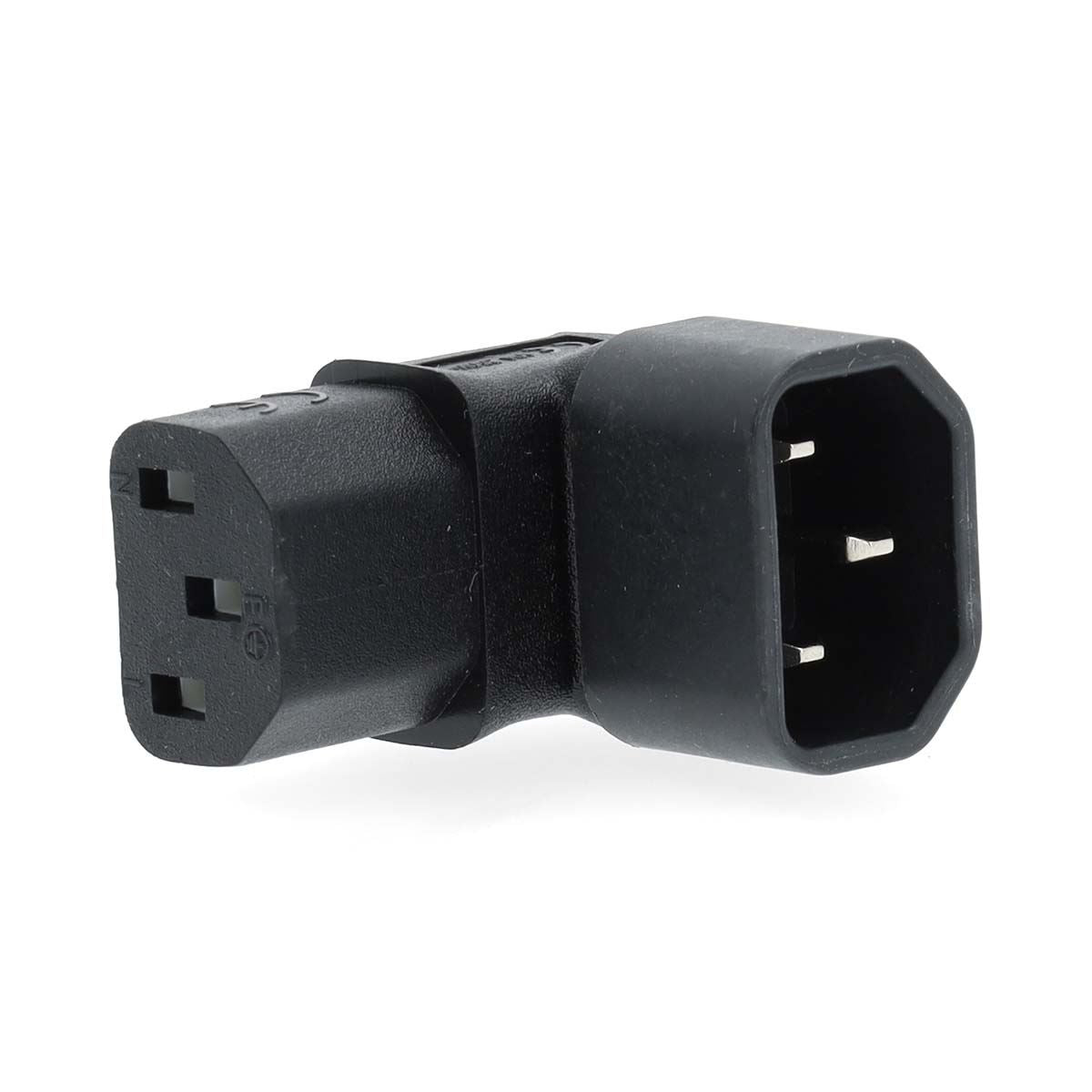 Nedis Cable Adapter Plug | IEC-320-C13 | IEC-320-C14 | Angled 90° | Nickel Plated | PVC | Black | Box | 1 pcs