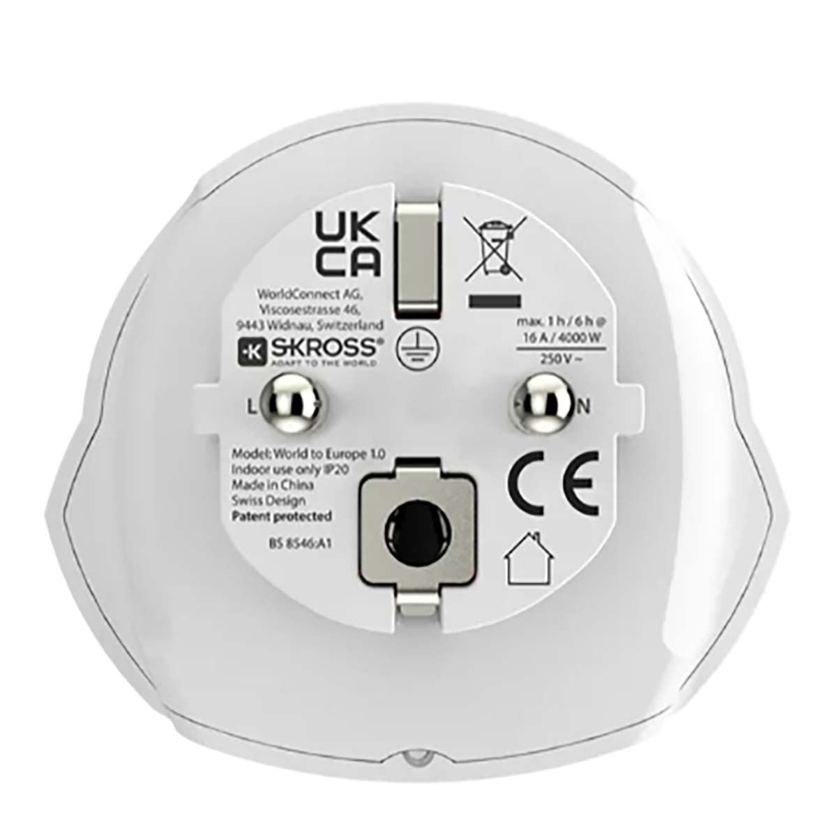 Skross SKR1500211EC | Travel adapter World to Europe for 2- and 3-pole devices from more than 220 destinations