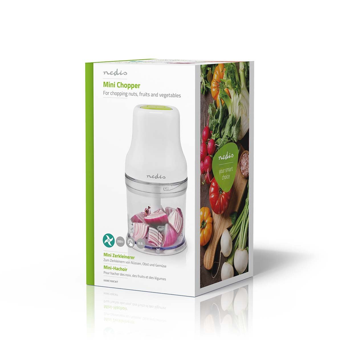 Nedis Food Chopper | 200 W | 0.5 l | Plastic | 1-Speed Setting | White