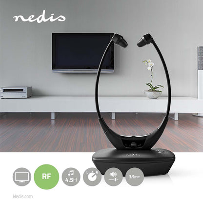 Nedis Wireless TV Headphones | RF | In-Ear | Maximum battery play time: 4.5 hrs | 35 m | Digital Audio | Charging dock | Balance control | Black