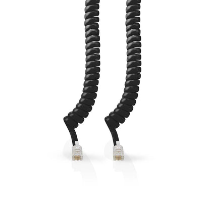 Nedis Telecom Cable | RJ10 Male | RJ10 Male | 2.00 m | Cable design: Coiled | Cable type: RJ10 | Black | Box