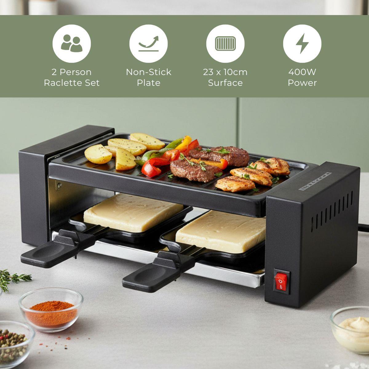 MELISSA 16300031 Raclette / Gourmet Set | 2 Persons | 400 W | 23 x 10 cm | Non-stick coating