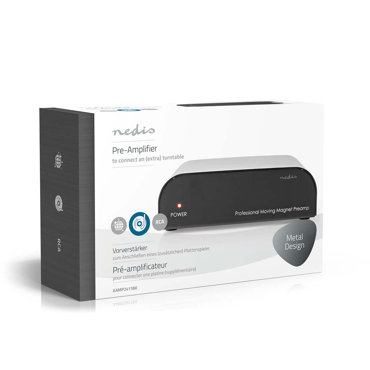 Nedis Preamplifier | Connection input: 1x RCA | Connection output: 1x RCA | 2 Channels | Phono / Turntable | Automatic | Black
