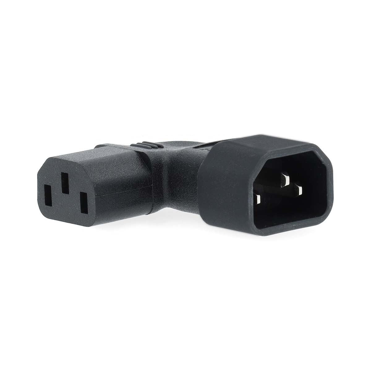 Nedis Cable Adapter Plug | IEC-320-C13 | IEC-320-C14 | Angled Left | Nickel Plated | PVC | Black | Box | 1 pcs