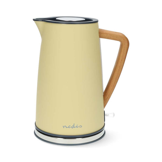 Nedis Electric Kettle | 1.7 l | Soft-Touch | Yellow | Rotatable 360 degrees | Concealed heating element | Strix® controller | Boil-dry protection