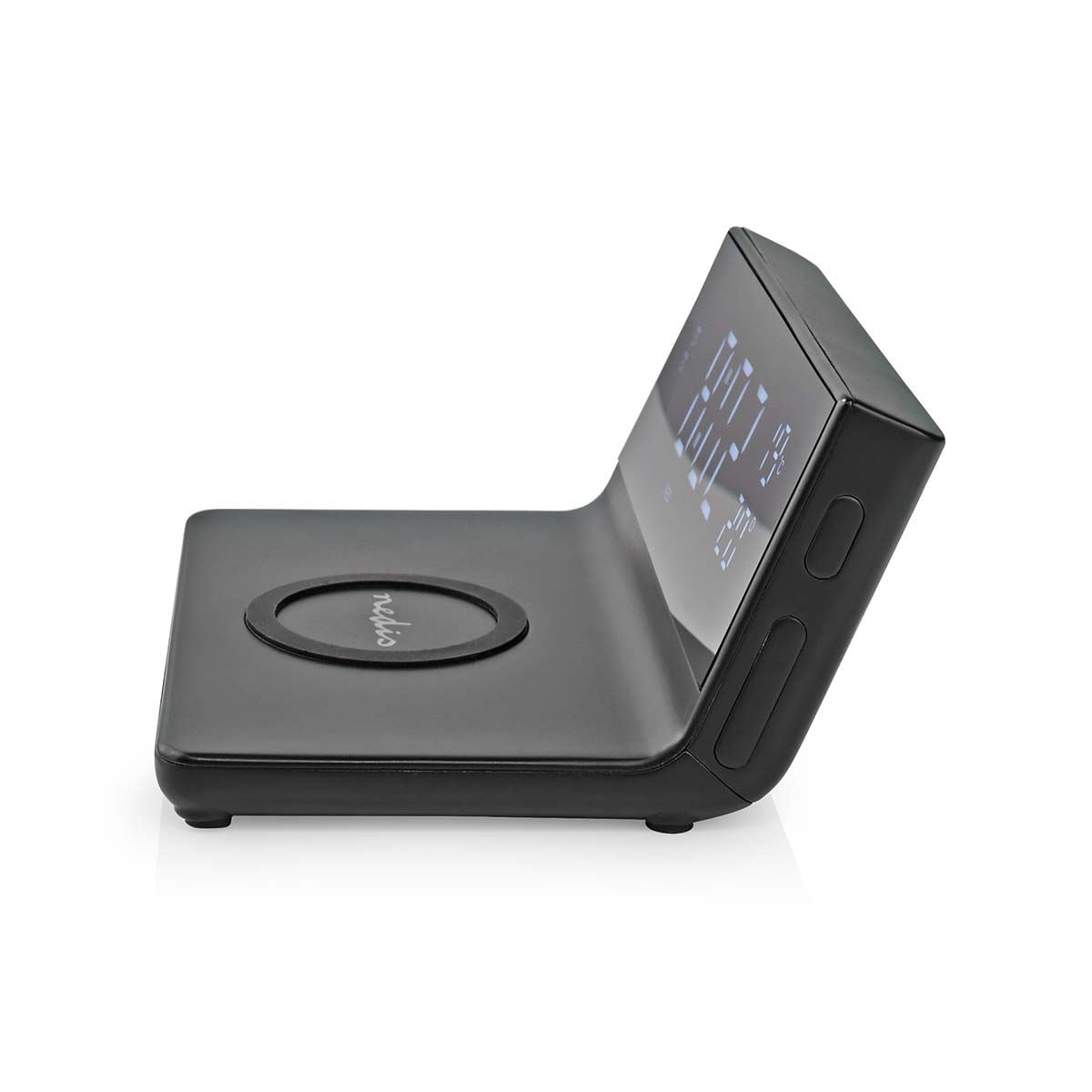 Nedis Alarm clock with wireless charging | Qi certified | 5 / 7.5 / 10 / 15 W | USB-A Male | 2 Alarm Times | Snooze function