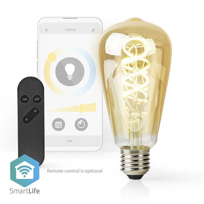 Nedis SmartLife LED Filament Bulb | Wi-Fi | E27 | 360 lm | 4.9 W | Warm to Cool White | 1800 - 6500 K | Glass | Android™ / IOS | ST64 | 1 pcs