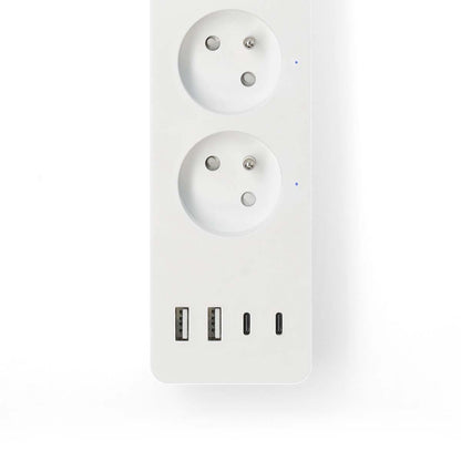 Nedis SmartLife Power Strip | Wi-Fi | 2x USB-A / 2x USB-C™ / 4x plug with earth contact (CEE 7/5) | 16 A | 3680 W | 2.00 m | 0 - 55 °C | Android™ / IOS | White