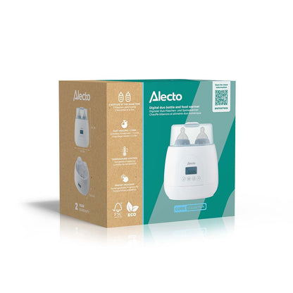 Alecto BW700TWIN | 2 Bottle Warmer, Baby Double Bottle Sterilizer with Digital Display and Temperature Control | White