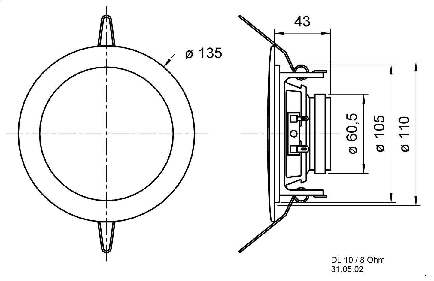 Visaton DL 10 - 8 Ohm - 10 cm (4") ceiling-mounted speaker