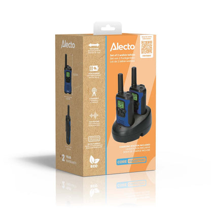 Alecto Walkie-Talkie Set | 2 Handsets | Up to 7 km | Frequency channels: 8 | VOX | up to 3 Hours | Black / Blue