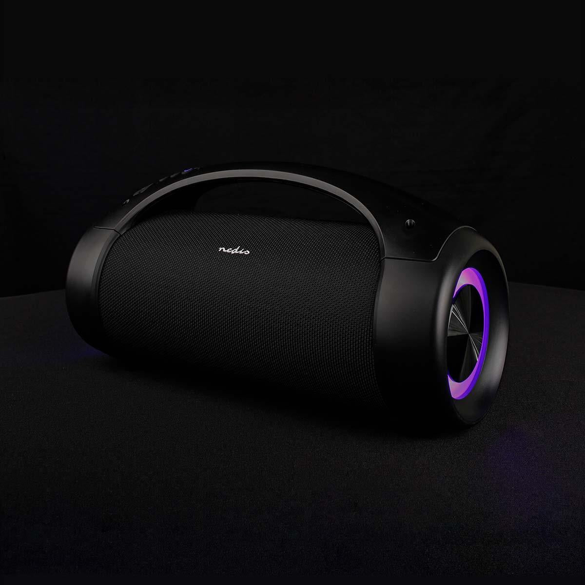 Nedis Bluetooth® Party Boombox | 6 hrs | 2.0 | 50 W | Media playback: AUX / USB | IPX5 | Linkable | Carrying handle | Party lights | Black