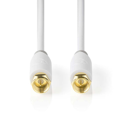 Nedis Satellite & Antenna Cable | F Male | F Male | Gold Plated | 75 Ohm | Single Shielded | 3.00 m | Round | PVC | White | Window Box