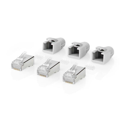 Nedis RJ45 Connector | RJ45 Pass Through | Solid/Stranded FTP CAT6a | Straight | Gold Plated | 10 pcs | PVC | Black / Grey / White | Box