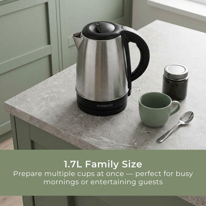 MELISSA Electric Kettle | 1.7 l | 2200 W | Stainless steel | 360° Rotating Base | Concealed Heating Element | Strix® controller | Boil-dry Protection
