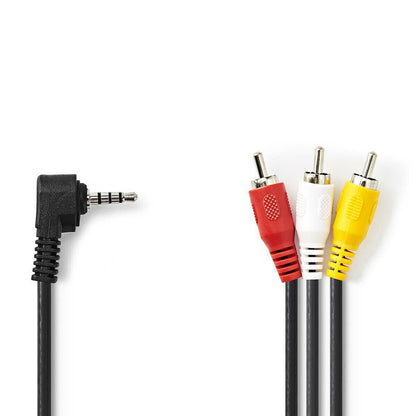 Nedis Audio Video Cable | 3.5 mm Male | 3x RCA Male | Nickel Plated | 2.00 m | Round | PVC | Black