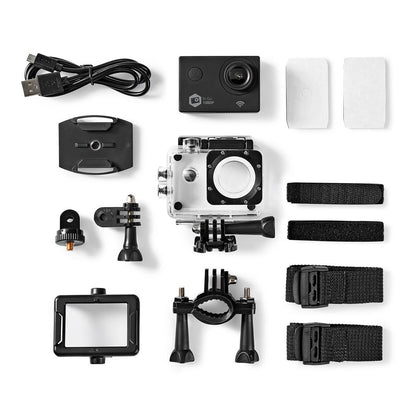 Nedis Action Cam | 1 Screen | 1080p@30fps | 12 MPixel | Waterproof up to: 30.0 m | 90 min | Wi-Fi | App available for: Android™ / IOS | Mounts included | Black