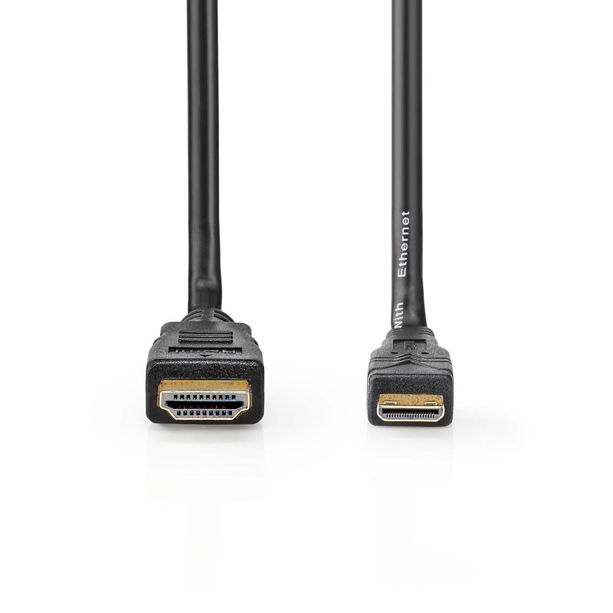 Nedis High Speed HDMI™ Cable with Ethernet | HDMI™ Connector | HDMI™ Mini Connector | 4K@30Hz | 10.2 Gbps | 3.00 m | Round | PVC | Black | Label | 85.256.214