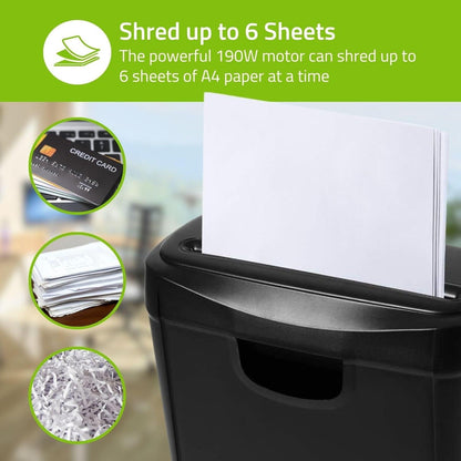 Nedis Paper Shredder | Strip Cut | 6x A4 pages | 10 l | Safety standard: DIN 2 | 190 W | Black