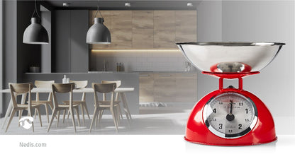 Nedis Kitchen Scales | Analog | Stainless Steel | Removable Bowl | Red