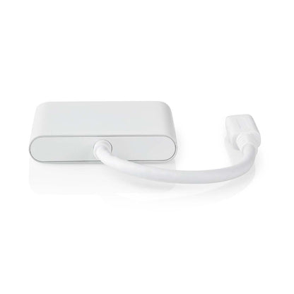 Nedis USB Multi-Port Adapter | USB 3.2 Gen 1 | USB-C™ Male | HDMI™ Output / USB-A Female / USB-C™ Female | 5 Gbps | 0.10 m | Round | Nickel Plated | PVC | White | Box | 12.349.563